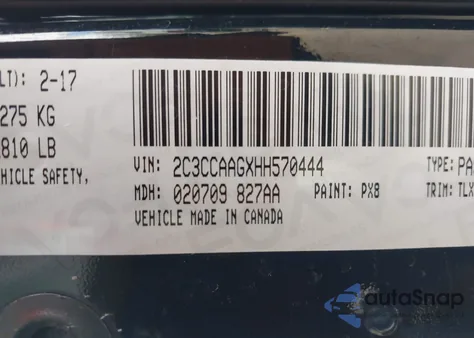 2017 Chrysler 300 Limited from USA, damaged, VIN 2C3CCAAGXHH570444